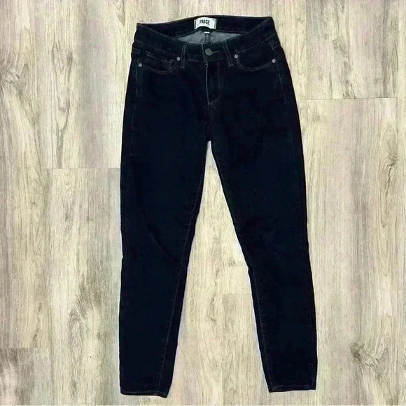 Paige Verdugo Ankle Dark Wash Slim Fit Jeans Stretch Pinnacle Blue Denim Size 27 - Picture 1 of 8